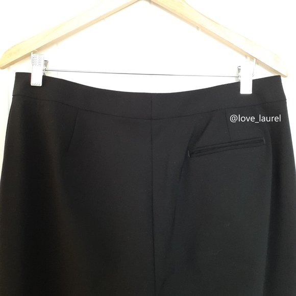 Lafayette 148 Wool Crepe Straight Leg Trouser Pant Black Size 10 - Picture 5 of 11